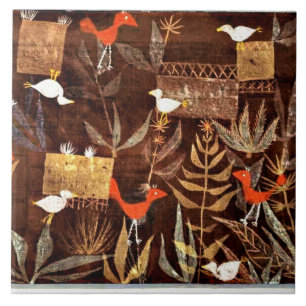 Bird Garden, colorful abstract art by Paul Klee, Fliese
