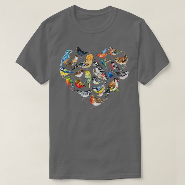 Bird Heart Bird Lovers T-Shirt (Design vorne)