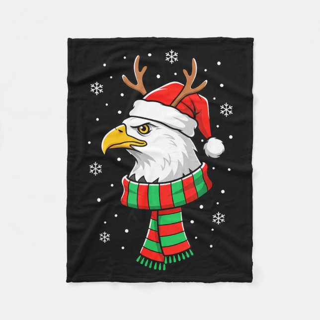 Bird Holiday, Santa Hat, Reindeer Antlers &amp; Fe Fleecedecke (Vorderseite)