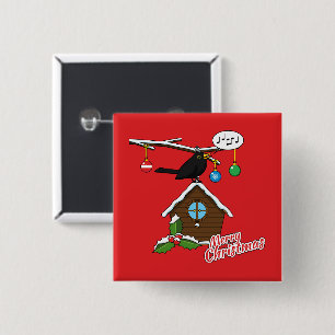 Bird House Frohe Weihnachten Button