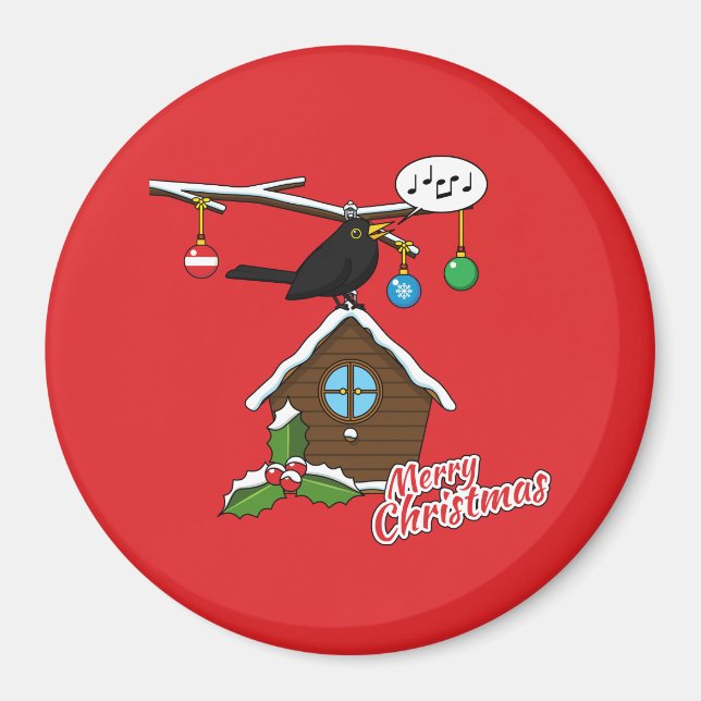 Bird House Frohe Weihnachten Magnet (Vorne)