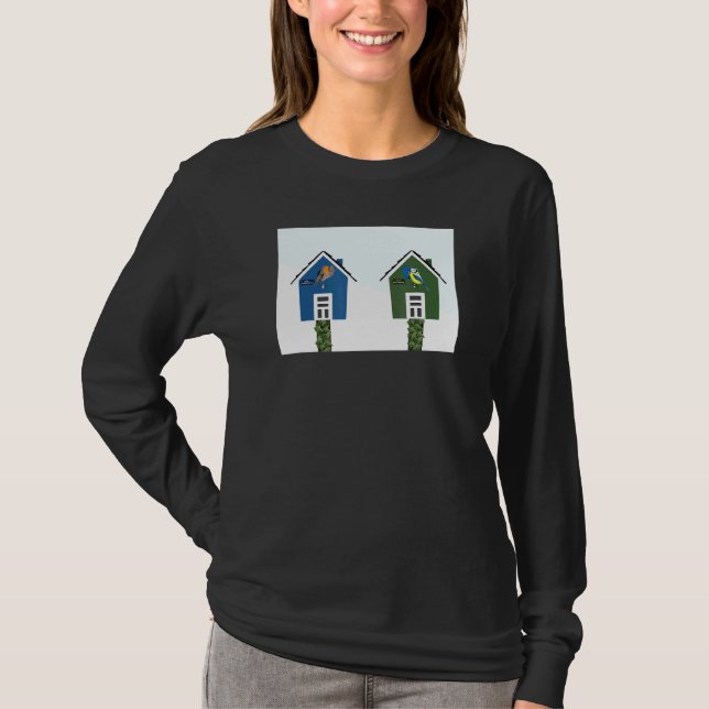 Bird House Robin Blue Titmouse Bird Bird Birdwatch T-Shirt (Vorderseite)