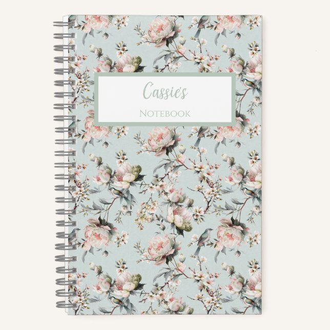 Bird in Blossom Personalized Journal Notebook Notizbuch (Vorderseite)