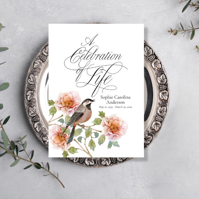 Bird in Flowers Celebration of Life Program Programm (Von Creator hochgeladen)