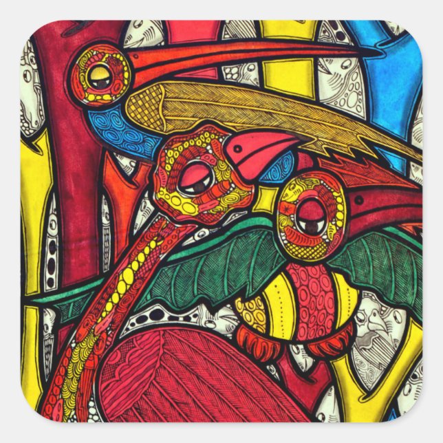 Bird Life Quadratischer Aufkleber (Vorderseite)