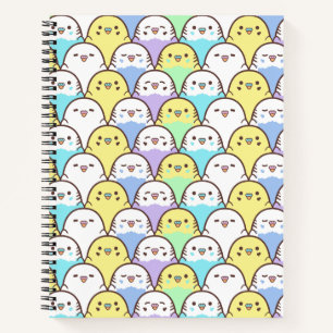 Bird Lover Blue Yellow Cartoon Budgies Pattern Notizbuch