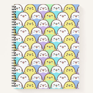 Bird Lover Blue Yellow Cartoon Budgies Pattern Notizbuch