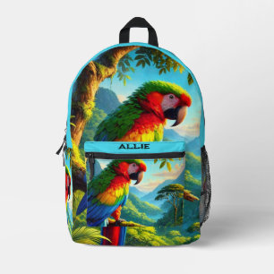 Bird Lover Macaw Parrot Tropical Print Cut Nähtasc Bedruckter Rucksack