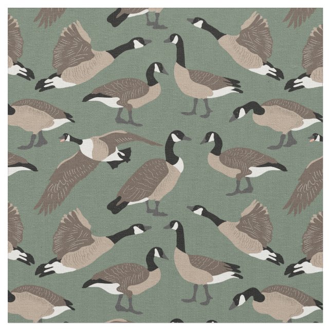 Bird Lovers Canada Génées Muster Sage Green Stoff (Nahaufnahme)