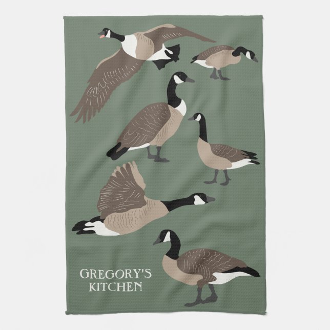 Bird Lovers Canada Gese Illustration Personalisier Geschirrtuch (Vertikal)