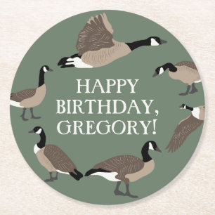 Bird Lovers Canada Gese Illustration Personalisier Runder Pappuntersetzer