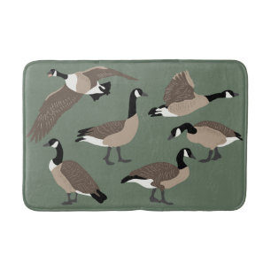 Bird Lovers Canada Gese Illustration Sage Green Badematte