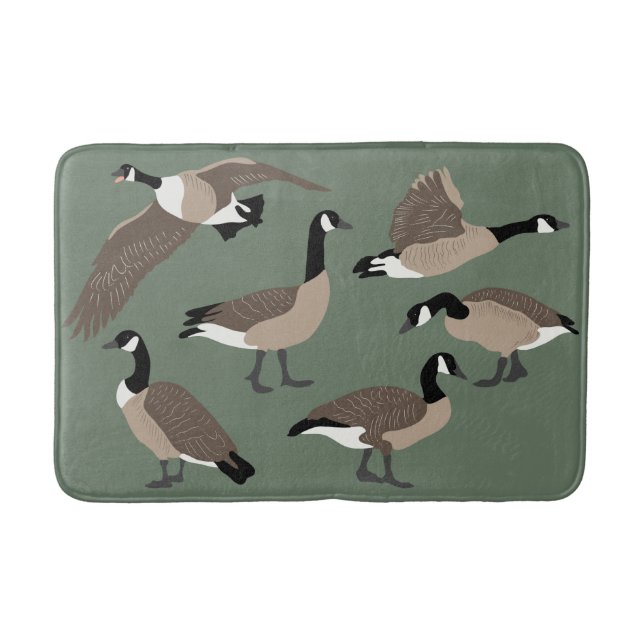 Bird Lovers Canada Gese Illustration Sage Green Badematte (Vorderseite)