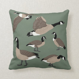 Bird Lovers Canada Gese Illustration Sage Green Kissen