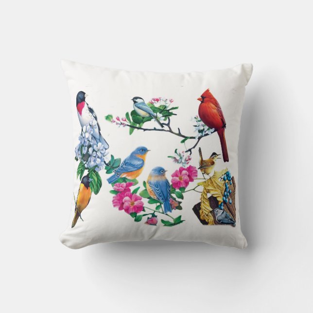 Bird Lovers Throw Pillow Kissen (Vorderseite)