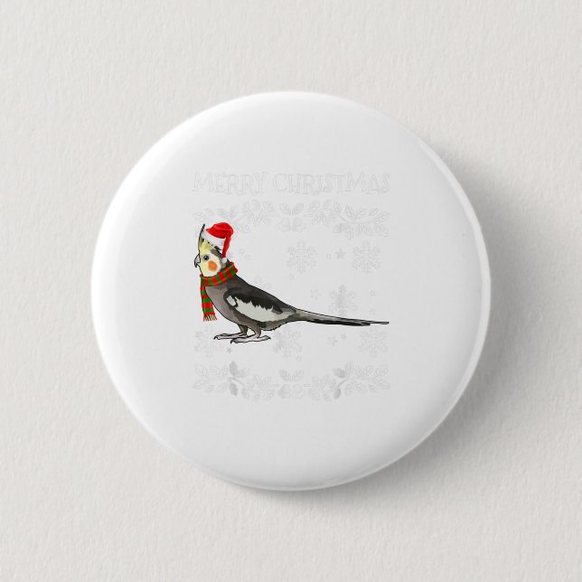 Bird Merry Christmas Ornament Cockatiel Button (Vorderseite)