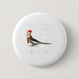 Bird Merry Christmas Ornament Cockatiel Button