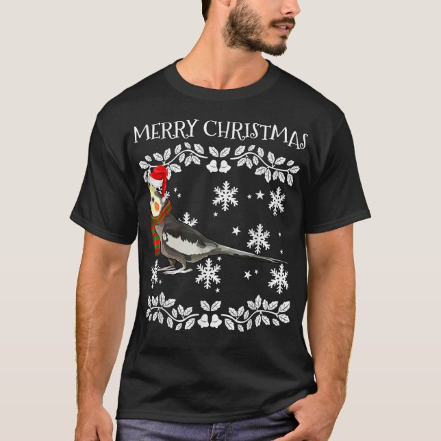 Bird Merry Christmas Ornament Cockatiel T-Shirt (Vorderseite)