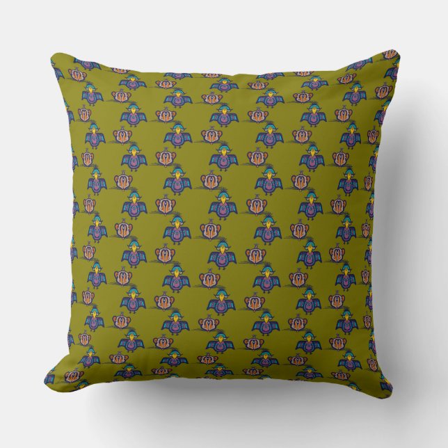 Bird & Mouse Throw Pillow Kissen (Vorderseite)