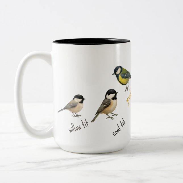 Bird Mug – Garden Birds Watercolour Coffee Cup Zweifarbige Tasse (Links)