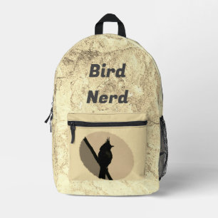 Bird Nerd Silhouette Tan Animal Birdwatcher Bedruckter Rucksack
