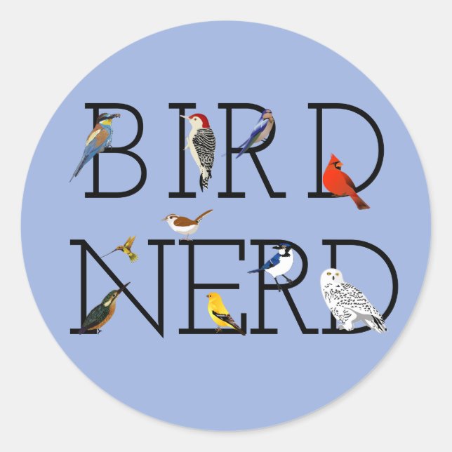 Bird-Nerd-Sortiment zwei Runder Aufkleber (Vorderseite)