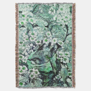 BIRD NEST, BAUM, GRÜNE WEISSE BLUMEN DECKE