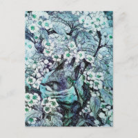BIRD NEST , BAUM MIT WEISSEN BLUE SPRING BLUMEN