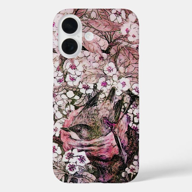 BIRD NEST , BAUM MIT WEISSEN PINKSPRINGBLUMEN Case-Mate iPhone HÜLLE (Rückseite)