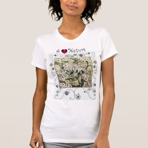 BIRD NEST, BROWNE WEISSE FRÜHSTÜCKBLUMEN, I LIEBE  T-Shirt