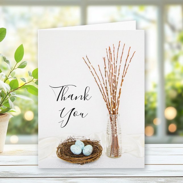 Bird Nest Eggs und Pussy Willows Wedding Vielen Da Dankeskarte (Von Creator hochgeladen)