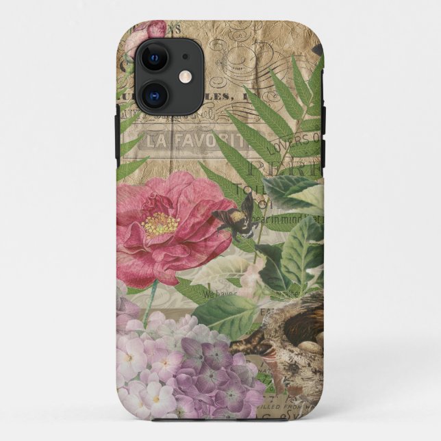 Bird Nest Floral Garden Blume Butterfly Art Case-Mate iPhone Hülle (Rückseite)