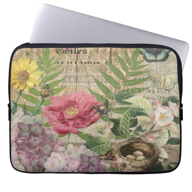 Bird Nest Floral Garden Blume Butterfly Art Laptopschutzhülle (Vorderseite)