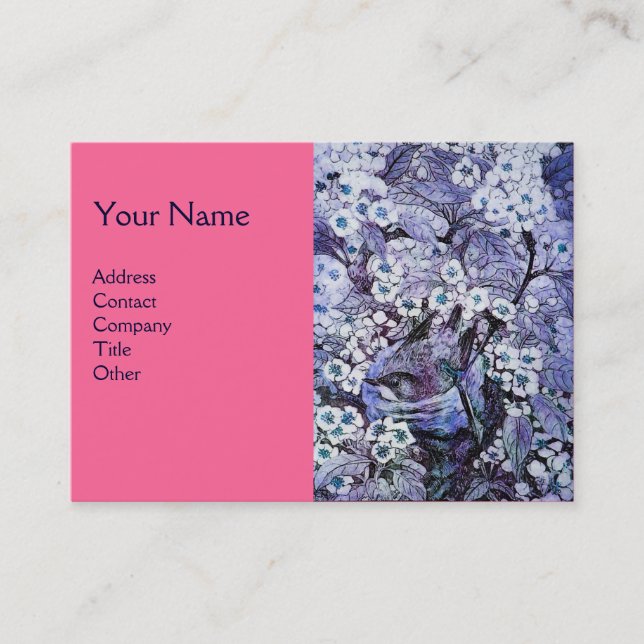 BIRD NEST, monogramm, blau, weiß pink Visitenkarte (Vorderseite)