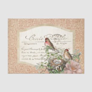 Bird Nest Red Floral Carte Postale Französische Sc Seidenpapier