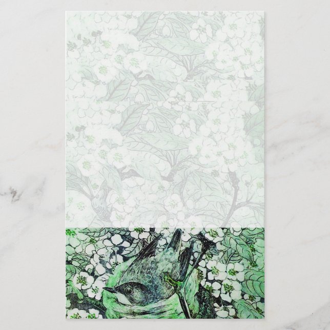 BIRD NEST, weiß grün Briefpapier (Vorderseite)