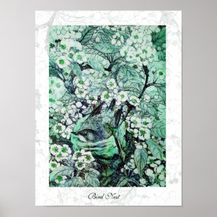 BIRD NEST, weiß grün Poster