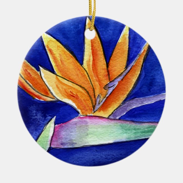 Bird of Paradise Blume Artwork Pendant zur Ornamen Keramik Ornament (Vorne)