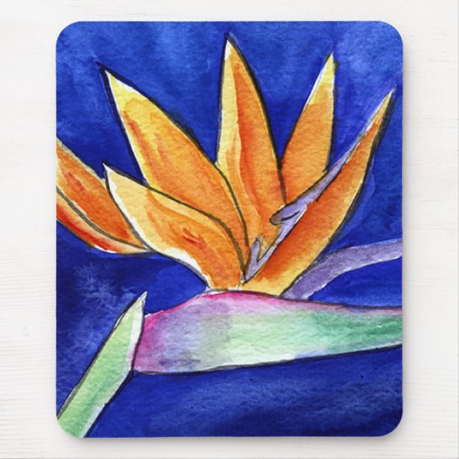 Bird of Paradise Blume Kunstwerk Malerei Mousepad (Vorne)