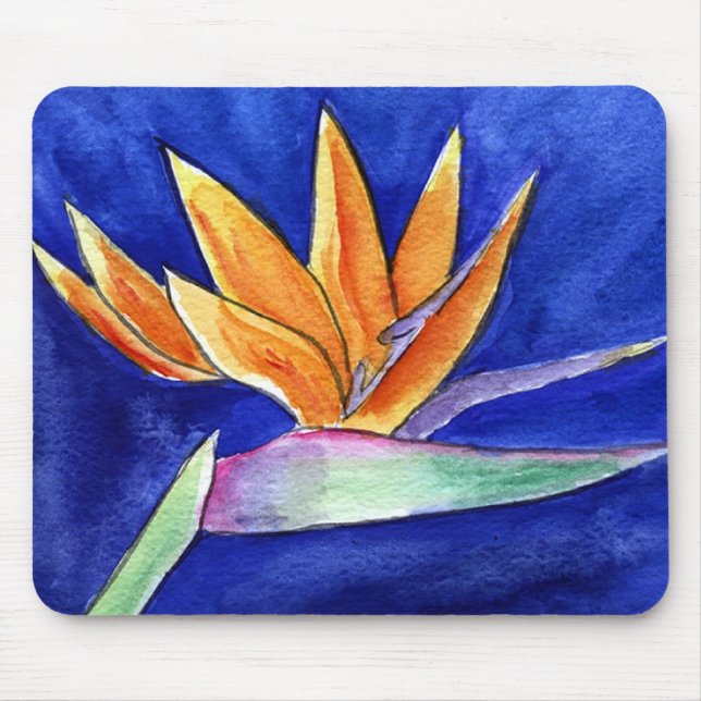 Bird of Paradise Blume Kunstwerk Malerei Mousepad (Vorne)
