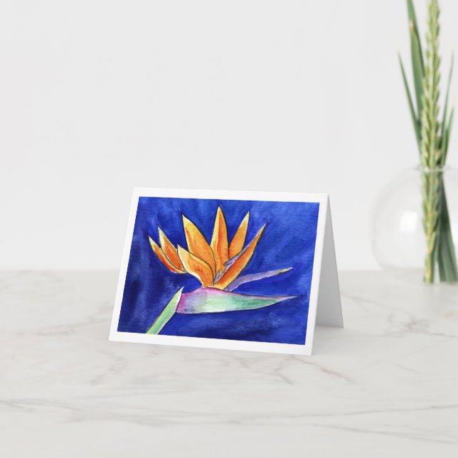 Bird of Paradise Blume Malerei Mitteilungskarten (Vorderseite)