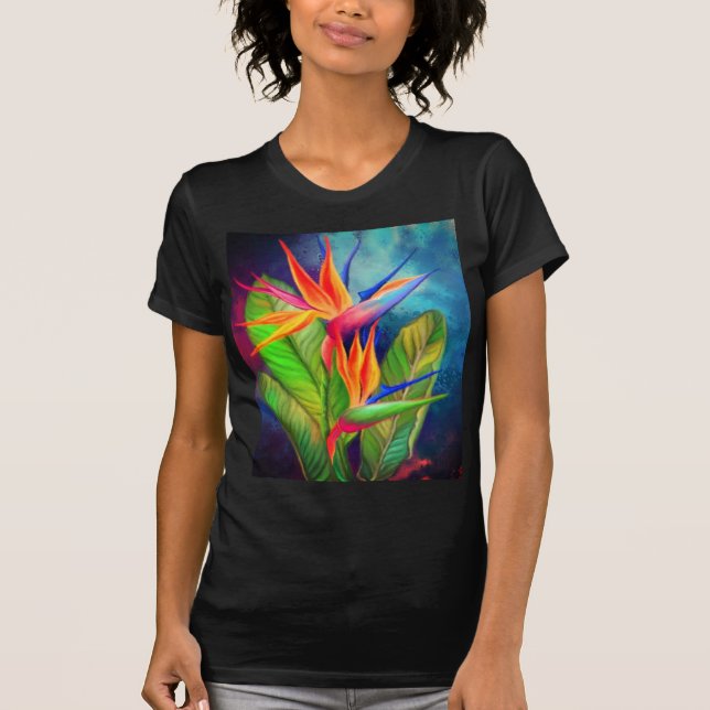Bird of Paradise Blume - Migned Art Malerei T-Shirt (Vorderseite)