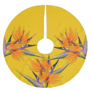 Bird of Paradise Blume Orange Tree Skirt Polyester Weihnachtsbaumdecke