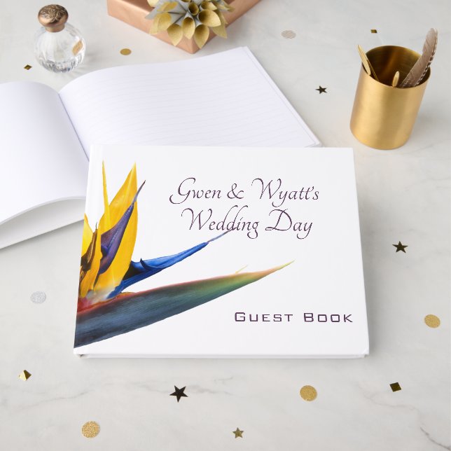 Bird-of-paradise Blume Wedding Guest Book Gästebuch (Vorderseite Offen)