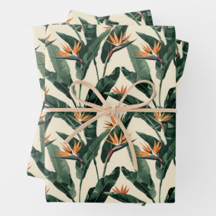Bird of Paradise Botanical Pattern Decoupage Geschenkpapier Set