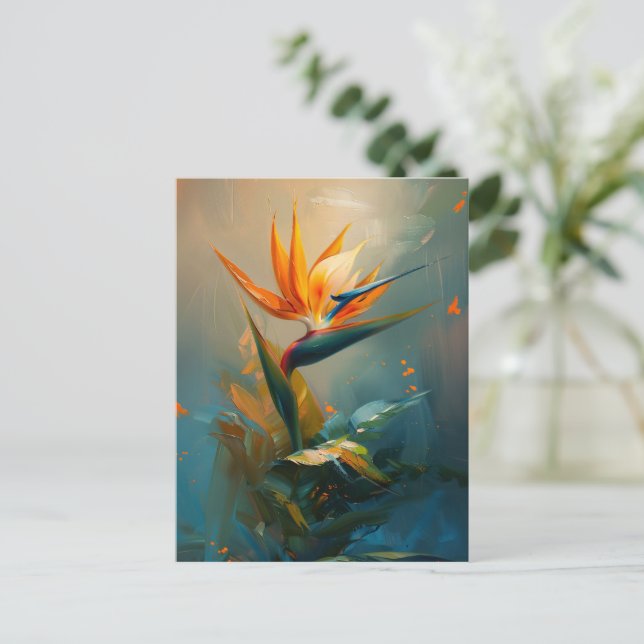 Bird of Paradise Oil Painting Postkarte (Stehend Vorderseite)