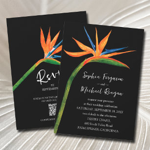 Bird of Paradise QR Code in einer Hochzeit Einladung