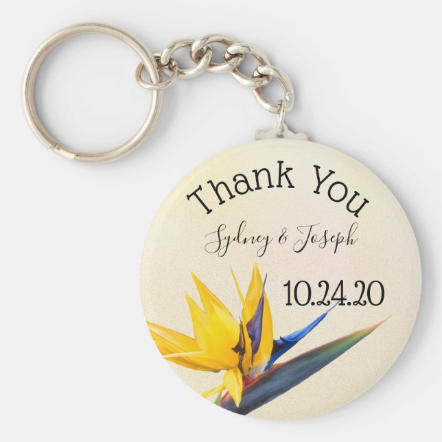 Bird-of-paradise Thank You Key Ring Favor Schlüsselanhänger (Vorne)