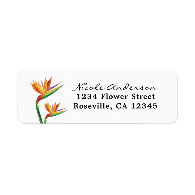 Bird of Paradise Tropical Wedding Address Labels (Vorne)