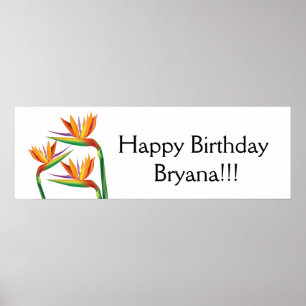 Bird of Paradise Tropische Blumen-Party-Banner Poster